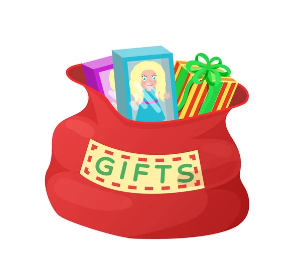 Regalos Bolsa Roja de Santa Claus Vector Ilustración — Archivo Imágenes Vectoriales