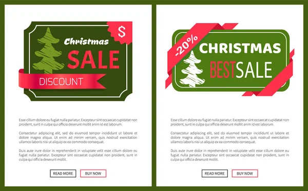 Dos mejores tarjetas de venta de Navidad Vector Illustration — Vector de stock