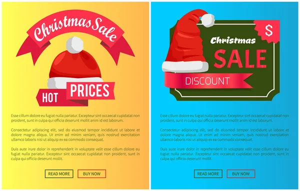 ホット価格サンタ クロース帽子プロモーション ラベル クリスマス — ストックベクタ