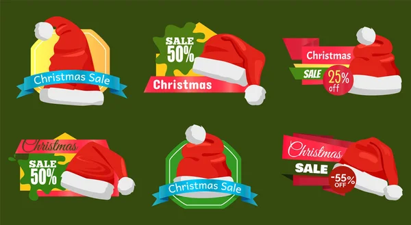 50 Percent Off Christmas Sale Promotion Cards — Stock Vector