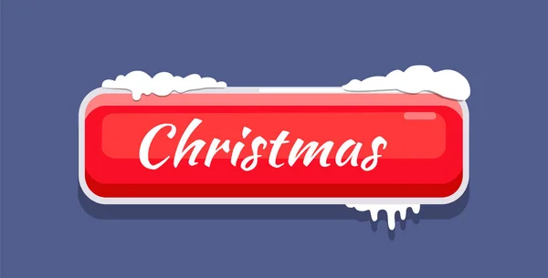 Botón rojo de Navidad Vector Ilustración con nieve — Vector de stock