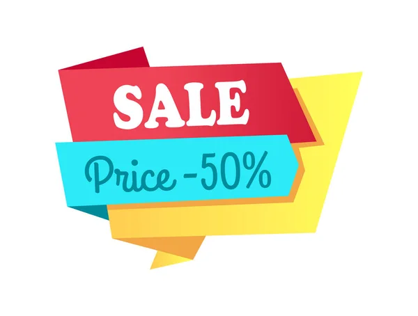 Precio de venta - 50 Off Label con información sobre Descuento — Vector de stock