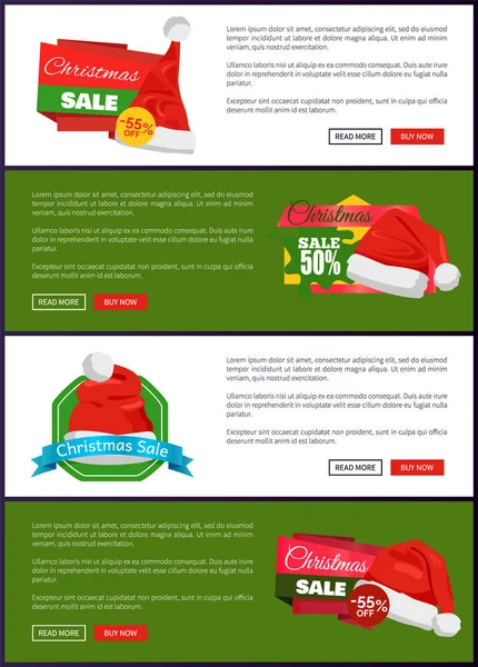Ustaw motyw promocyjne plakaty Santa Claus Swiąteczne — Wektor stockowy