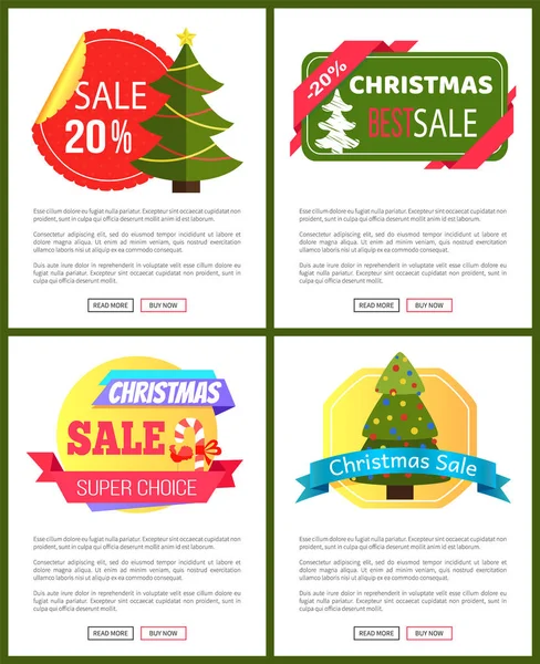 Ensemble de cartes de vente de Noël Illustration vectorielle — Image vectorielle