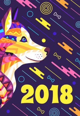 2018 yeni yıl Poster şık vektör çizim