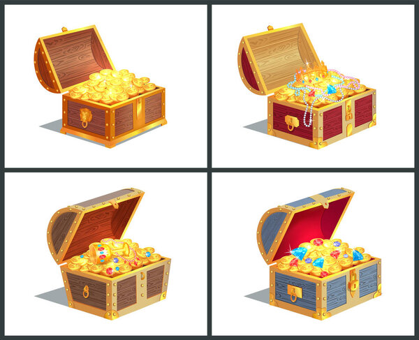 Treasure Box Poster Collection Vector Illustration