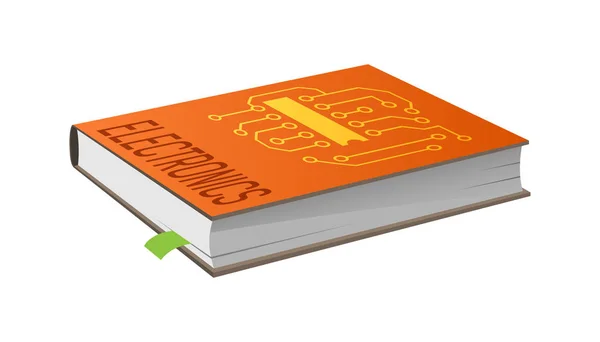 Libro sobre Electrónica con Marcador Vector Ilustración — Vector de stock