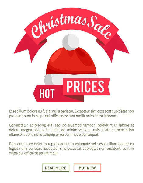 Vente de Noël Promo étiquette avec chapeau de Père Noël — Image vectorielle