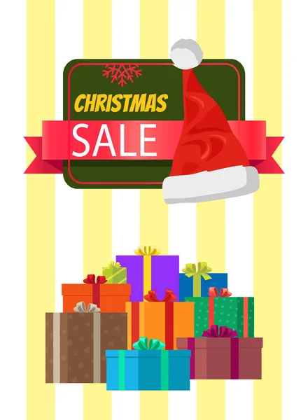 Affiches de vente de Noël Chapeau Santas Discount Label — Image vectorielle