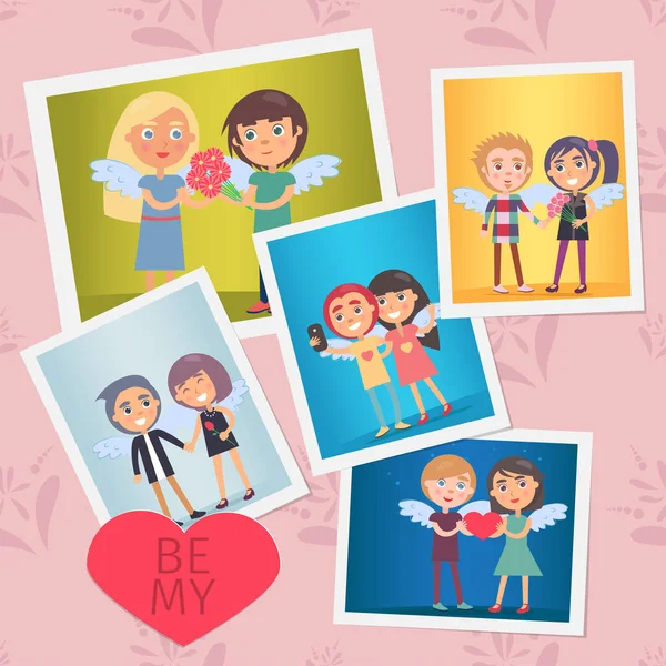 Set de tarjetas de San Valentín Vector Illustration — Vector de stock