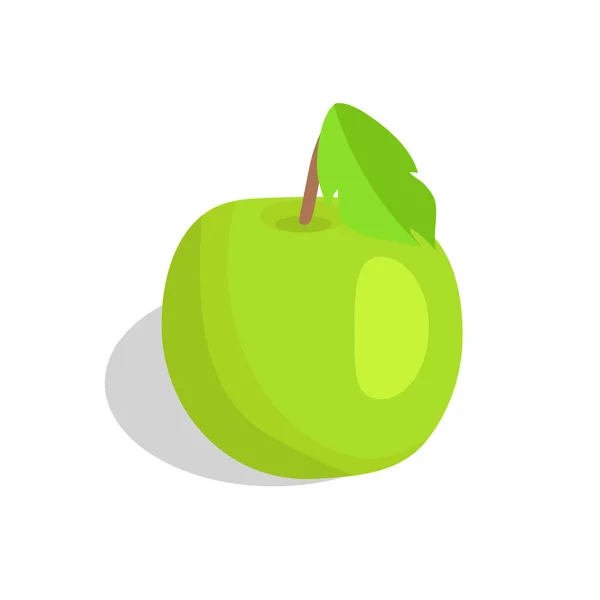 Manzana verde con ilustración vectorial de hojas aislada — Archivo Imágenes Vectoriales