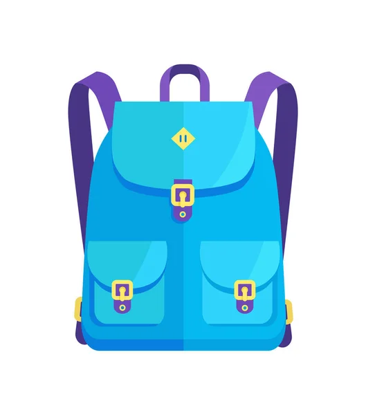 Rucksack Unisex em cores azuis com bolsos grandes —  Vetores de Stock