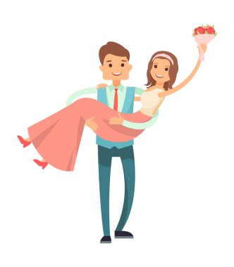 Onun karısı vektör çizim ellerinde tutan adam