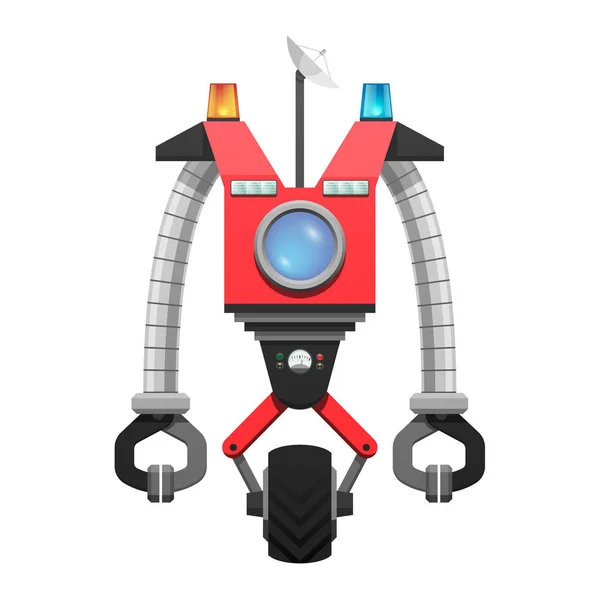 Rode Robot met satelliet en scherm illustratie — Stockvector