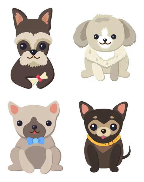 Collection de variétés de chiens Illustration vectorielle d'affiches — Image vectorielle