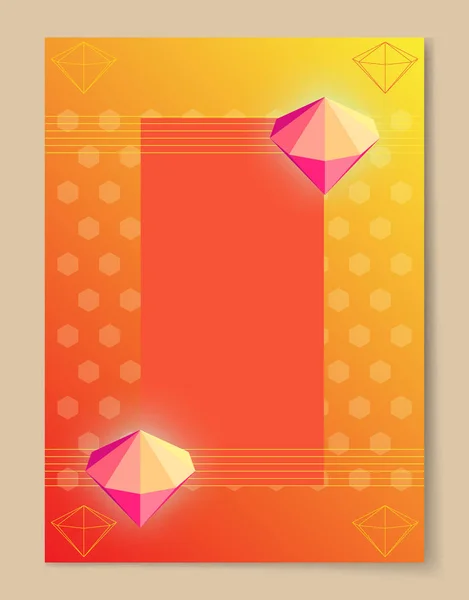 Cartel abstracto con brillantes diamantes rosados luminosos — Vector de stock