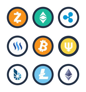 Cryptocurrency farklı sikke vektör çizim