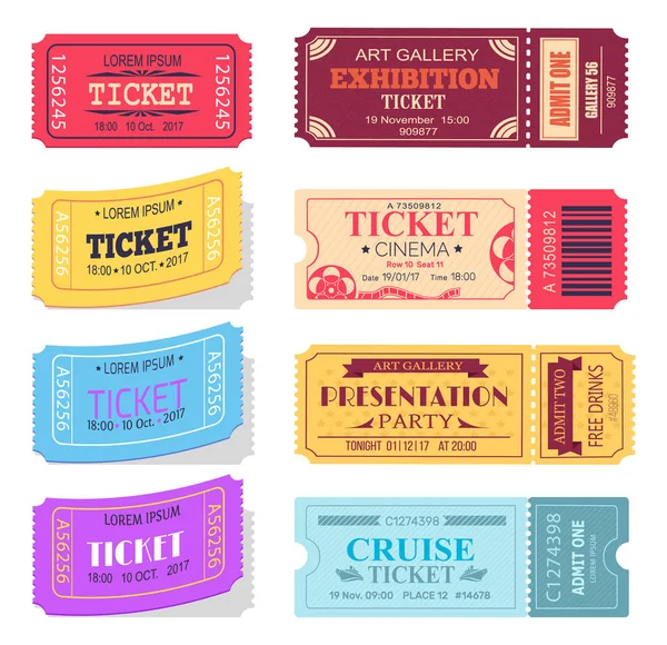 Ticket y presentación Fiesta Vector Ilustración — Vector de stock