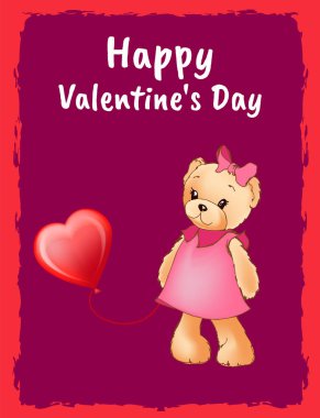 Mutlu Sevgililer günü kartpostal ayı elbise ile