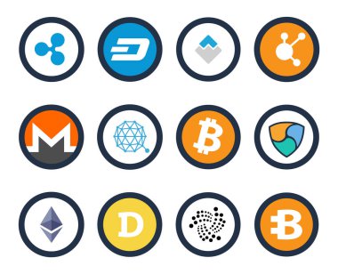 Simgeler vektör çizim kümesi Cryptocurrency