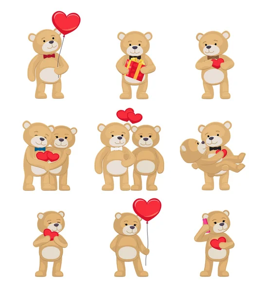 Eu te amo e me Teddy Bears Vector —  Vetores de Stock