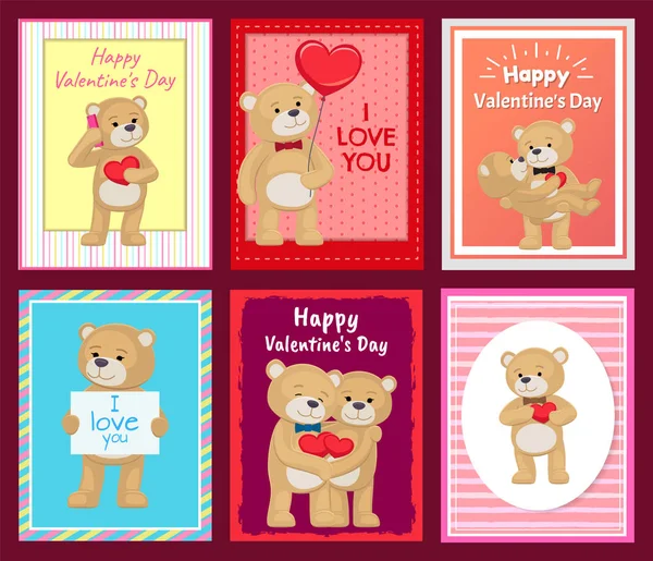 Io amo te e me Teddy Bears Vector — Vettoriale Stock