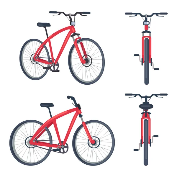 Fiets met pedalen en roer vooraanzicht, fiets — Stockvector