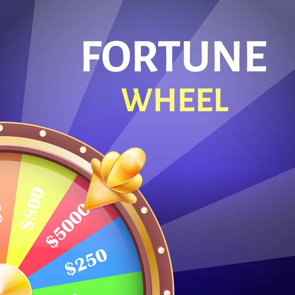 Fortune Wheel affisch med resultat i 5000 dollar — Stock vektor