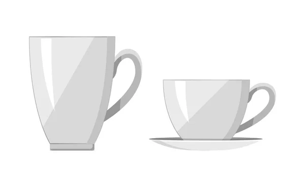 Dos tazas blancas Bright Banner Vector Illustration — Vector de stock