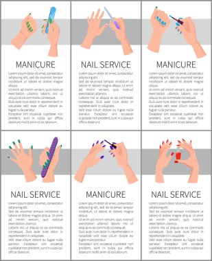 Manikür ve tırnak hizmet renkli kart dizisini