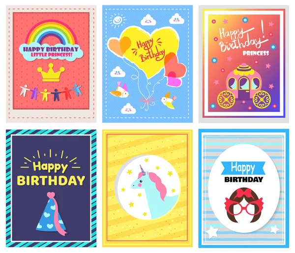 Happy Birthday collectie vectorillustratie — Stockvector