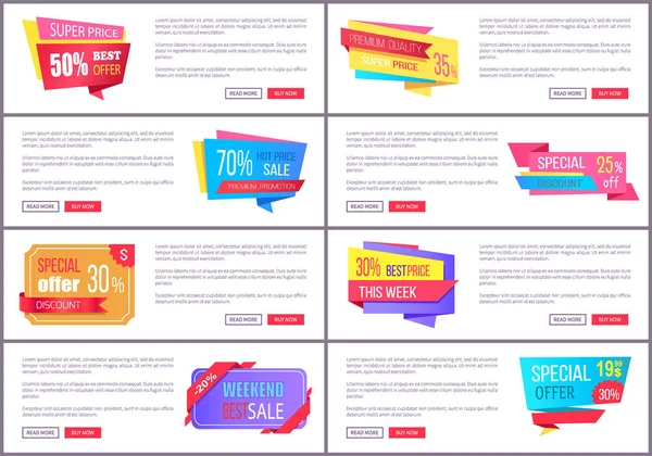 Set Sale Special Offer Order Now Web Poster Vector — Stock Vector