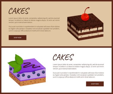 Kek çeşitli sayfa Online alışveriş vektör çizim