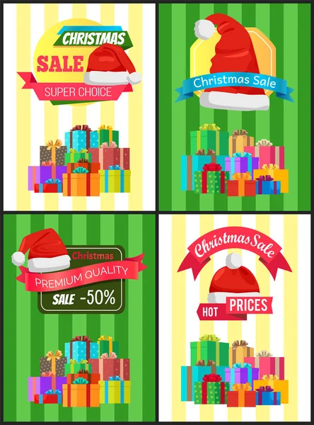 Vánoční sleva pro dovolenou představuje plakáty — Stockový vektor