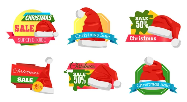 Navidad Navidad Venta Insignias Vector Ilustración — Vector de stock