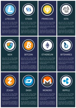 Promosyon posterler sette Cryptocurrency sembolleri