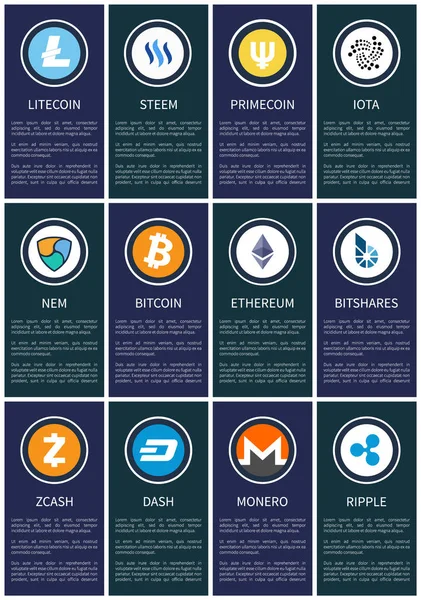 Promosyon posterler sette Cryptocurrency sembolleri