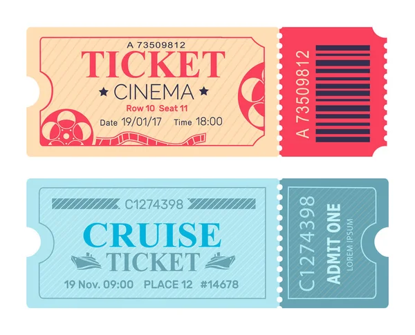 Billet de cinéma Croisière Coupon Illustrations vectorielles — Image vectorielle