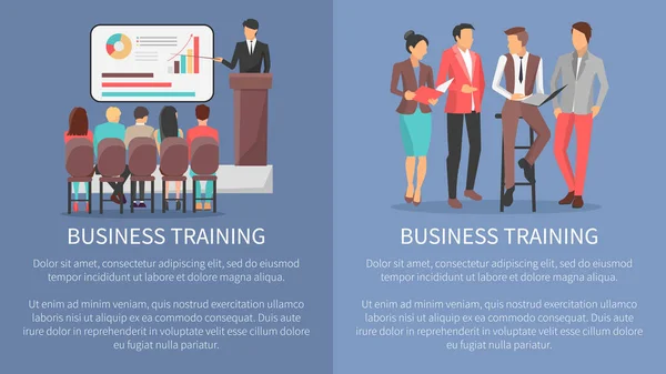 Business utbildning affischer som med ledare arbetstagare — Stock vektor
