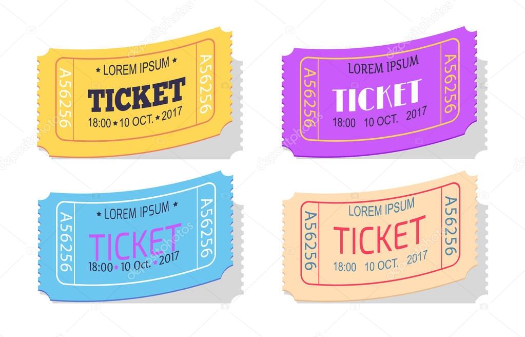 Ticket to Performance with Date Sign Vector Set