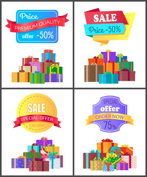 Set of Special Price Exclusive Discount Posters — Stock Vector