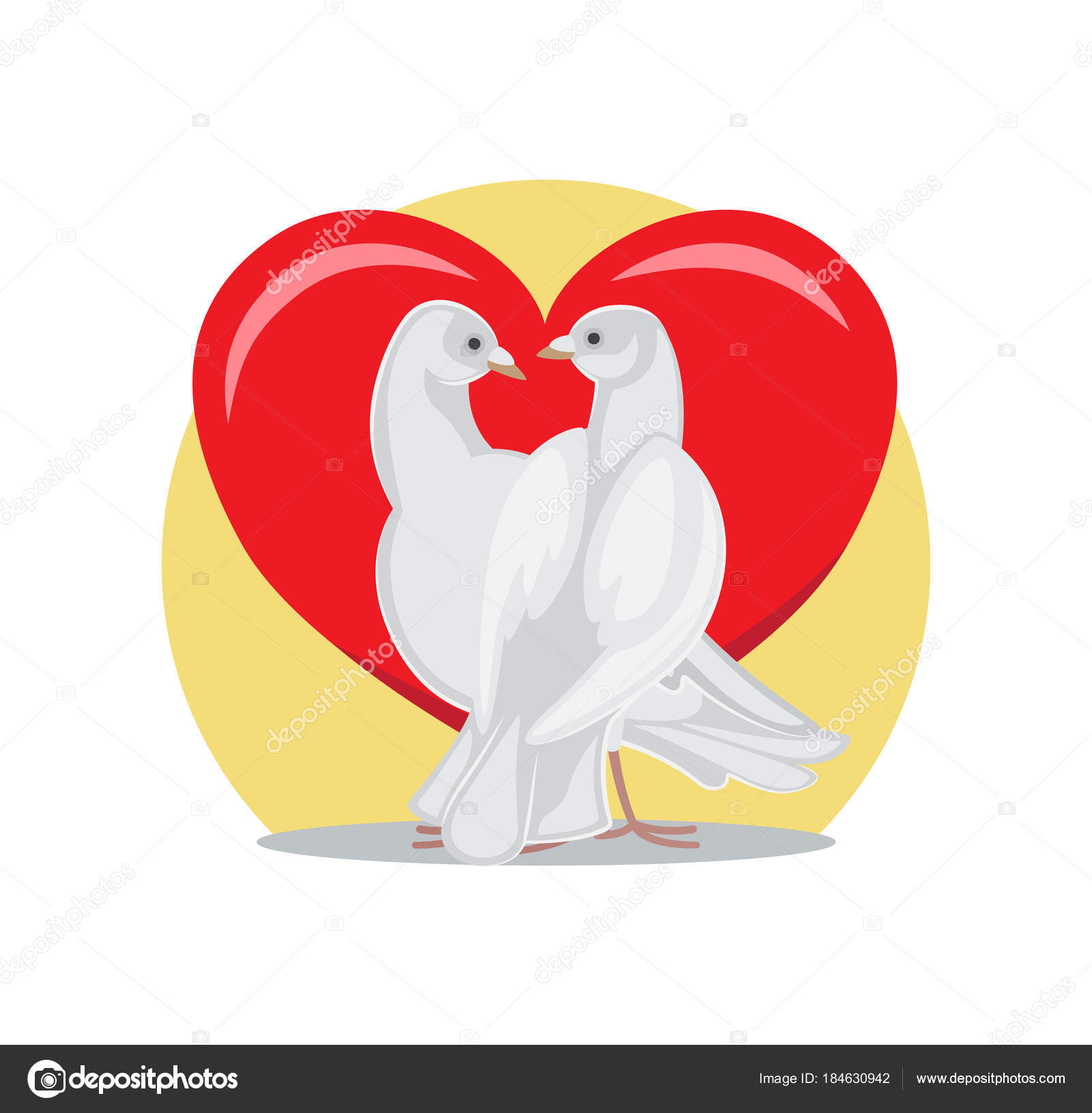 비둘기 서로 보면 레드 심장에서 열정으로 스톡 벡터 - ©robuart 184630942, image size:1600x1632