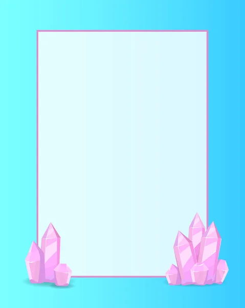 Růžové krystaly místo pro text v bílém rámu vektoru — Stockový vektor