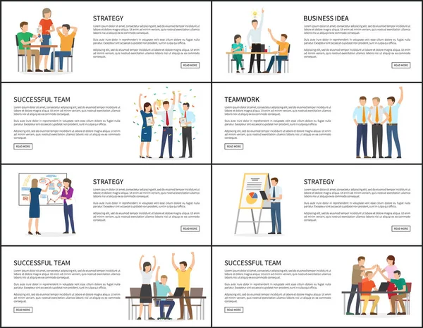 Business idee strategie succesvol Teamwork Banners — Stockvector