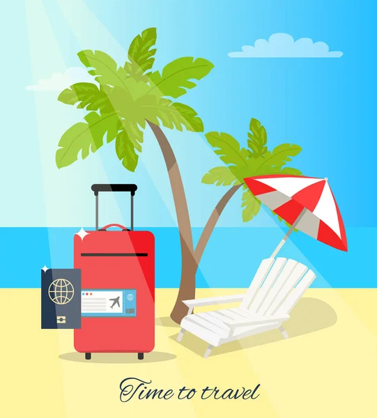 Tempo di viaggiare Seaside Poster Vector Illustrazione — Vettoriale Stock