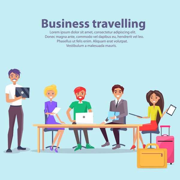 Business Travelling Workers Vector Illustration — Stock Vector