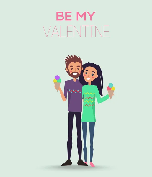 Paar verliefd op ijs op be My Valentine — Stockvector