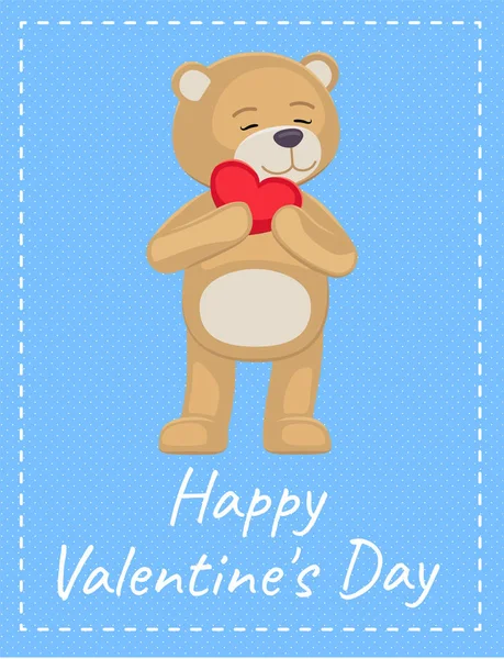 Glad Alla hjärtans dag affisch bedårande Teddy hjärta — Stock vektor