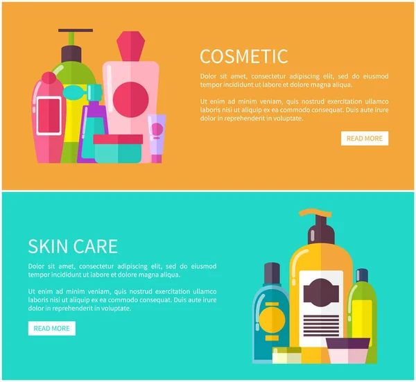 Ensemble cosmétique soin de la peau, Illustration vectorielle de couleur — Image vectorielle