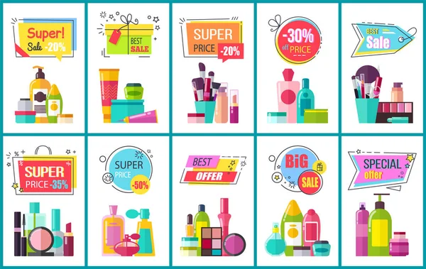 Best Sale for Decorative and Skincare Cosmetics — Stock Vector